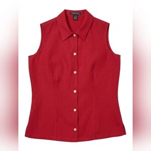 Like New Vintage Y2K Harold's Sleeveless Linen Top, Vibrant Red, Size 4